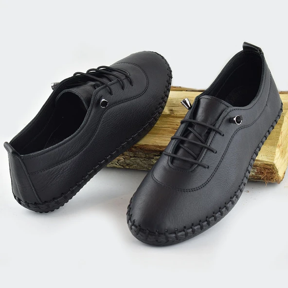 185a ORTOPEDİK Taban Günlük Hakiki Deri Kadın Ayakkabı Deri Babet - 8