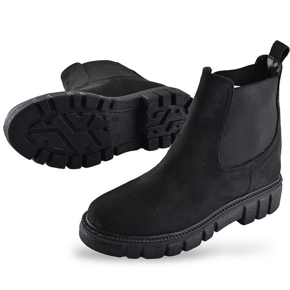 8240 Günlük Lastikli Nubuk Siyah Kadın Bot Ayakkabı Günlük Bayan Bot - 5