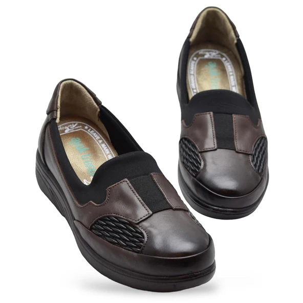 4217 Tam Ortopedik Taban Günlük Hakiki Deri Kadın Ayakkabı Anne Ayakkabısı - 8