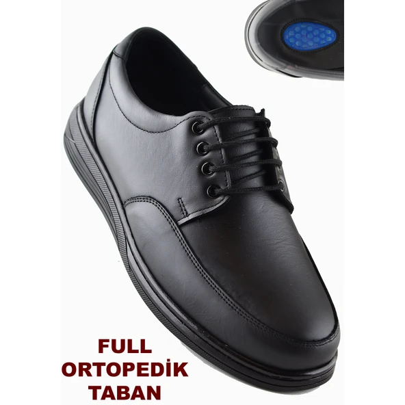 TAB401 Ortopedik Topuk Masajlı Hakiki Deri Kışlık Erkek Ayakkabı Kauçuk Taban - 7