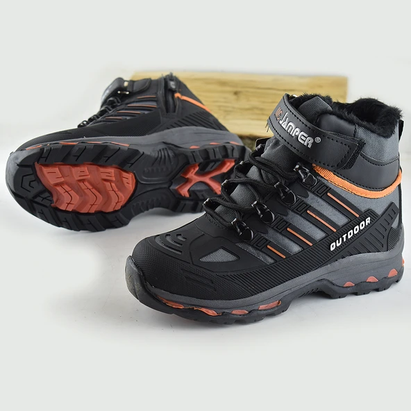 4619 Ortopedik Kaymaz Taban İçi Kürklü Kışlık Çocuk Bot Ayakkabı Jamper - 3