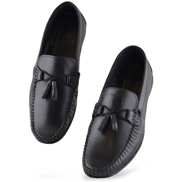 3287 Esnek Rahat Taban Lacivert Hakiki Deri Erkek Ayakkabı Yazlık Casual Laofer Erkek Ayakkabı - Resim 7