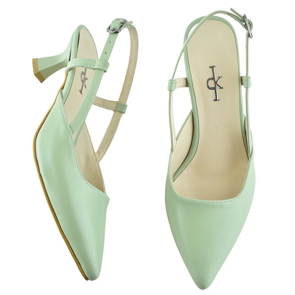 1025 Arkası Açık Kadın Topuklu Ayakkabı 5 cm Abiye Düğün Nişan Kına Gecesi Kdnca - 6