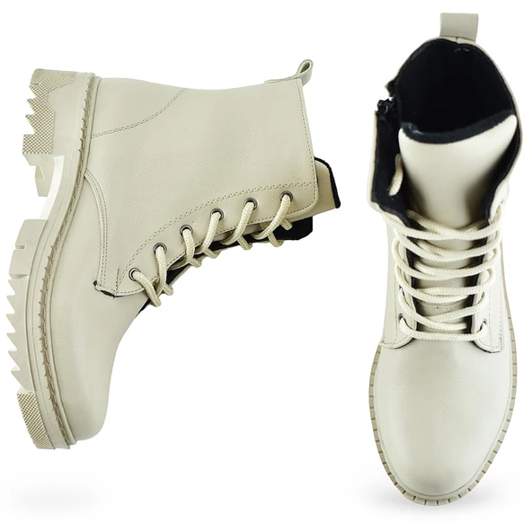 785 Günlük Bağcıklı Fermuarlı Siyah Kadın Bot Ayakkabı Kışlık Bayan Bot - 10