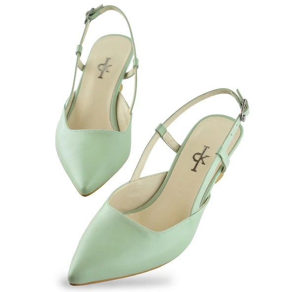 1025 Arkası Açık Kadın Topuklu Ayakkabı 5 cm Abiye Düğün Nişan Kına Gecesi Kdnca - 5