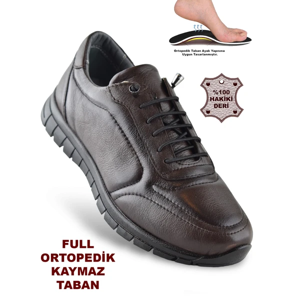 909 Tam Ortopedik Taban Hakiki Deri Erkek Ayakkabı Kadın Ayakkabı Kaymaz Taban Unisex Ayakkabı Lastikli Bağcık - 7