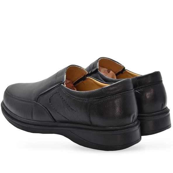 7878 Ortopedik Taban Siyah Hakiki Deri Erkek Ayakkabı Mevsimlik - Resim 4