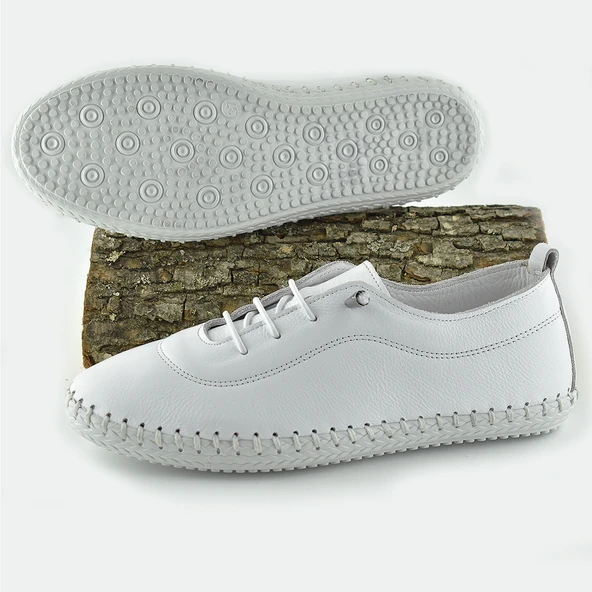 185a ORTOPEDİK Taban Günlük Hakiki Deri Kadın Ayakkabı Deri Babet - 4