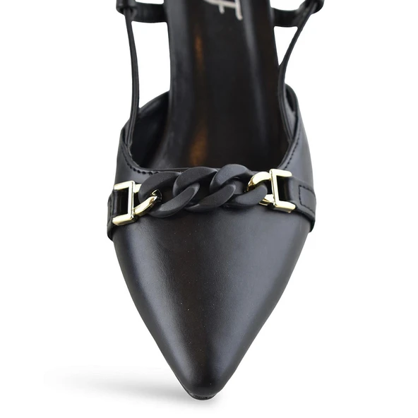 1026 Arkası Açık Kadın Topuklu Ayakkabı 5 cm Abiye Düğün Nişan Kına Gecesi - 3