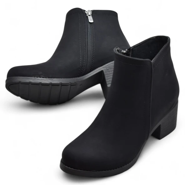 452 Kısa Topuklu Kadın Bot Ayakkabı Sade Klasik Ofis Gündelik Kadın Bot - 3