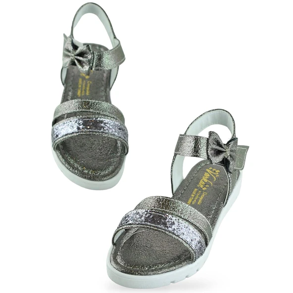 610S Ortopedik Taban Kız Çocuk Sandalet Terlik Düğün Abiye Gündelik Varkan - 4