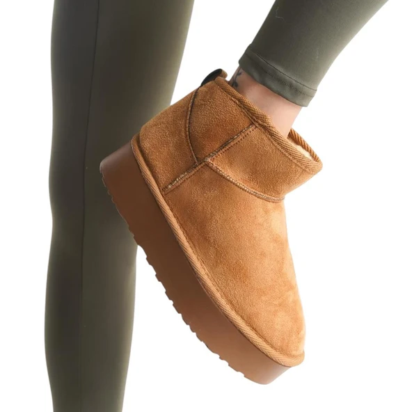 290A Günlük Kadın Bot Süet İçi Kürklü Yüksek Kalın Taban Kışlık Bot & Bootie Kalın Taban - 8