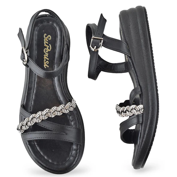 8625 Ortopedik Taban Kadın Sandalet Günlük Düğünlük Nişan Kına Aykakabısı - 3