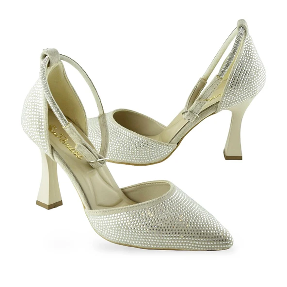 1089 Arkası Açık Kadın Topuklu Ayakkabı 8,5 cm Taşlı Abiye Düğün Nişan Kına Gecesi - 10