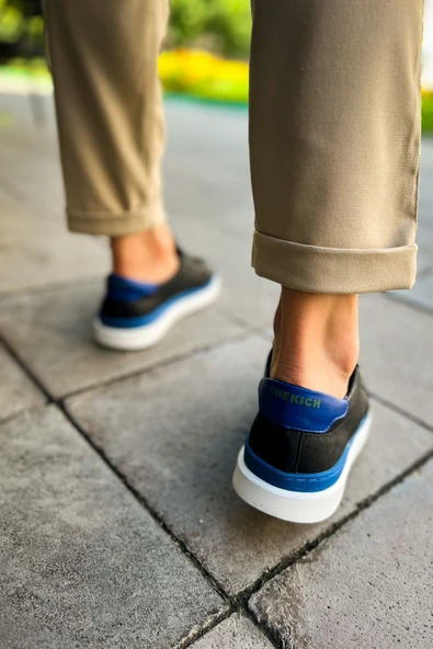 CH979 Santoni GBT Spor Erkek Ayakkabı SIYAH/MAVI - 5