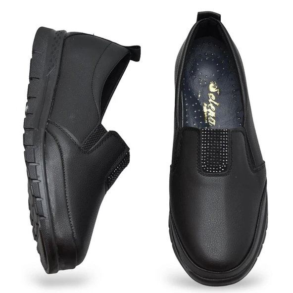 0240 Taşlı Rahat Ortopedik Taban Günlük Kadın Ayakkabı Babet Kadın Kışlık Ayakkabı - 10