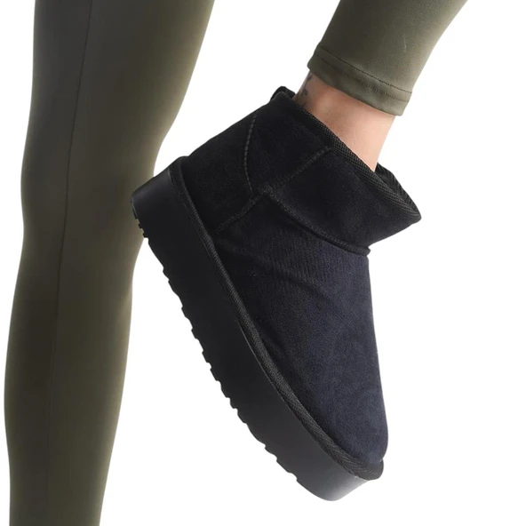 290A Günlük Kadın Bot Süet İçi Kürklü Yüksek Kalın Taban Kışlık Bot & Bootie Kalın Taban - 2