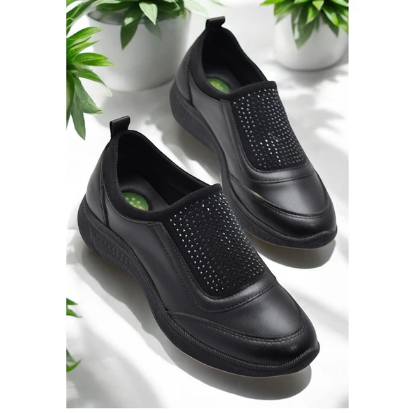 240P Taşlı Rahat Jelli Ortopedik Taban Günlük Kadın Ayakkabı Babet Casual Günlük Ayakkabı - 4