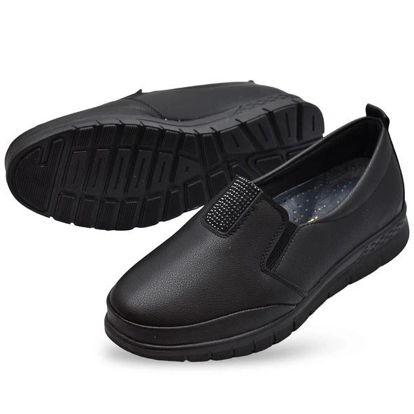 0240 Taşlı Rahat Ortopedik Taban Günlük Kadın Ayakkabı Babet Kadın Kışlık Ayakkabı - 7