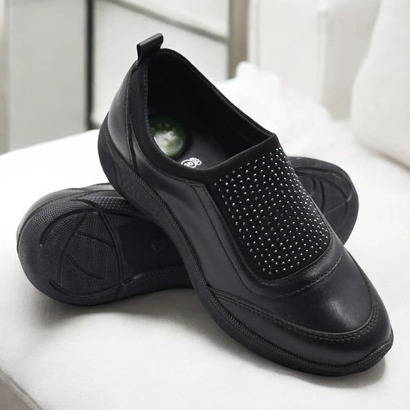 240P Taşlı Rahat Jelli Ortopedik Taban Günlük Kadın Ayakkabı Babet Casual Günlük Ayakkabı - 5