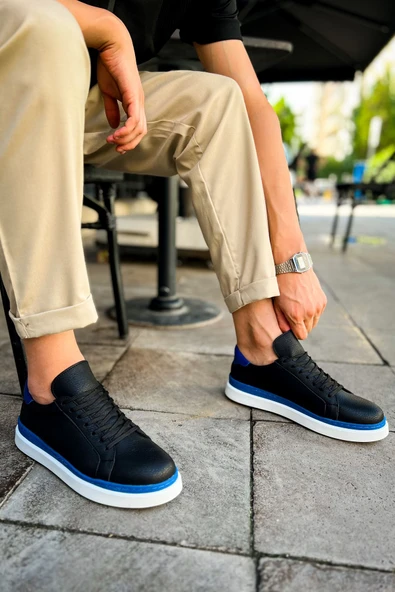 CH979 Santoni GBT Spor Erkek Ayakkabı SIYAH/MAVI - 3