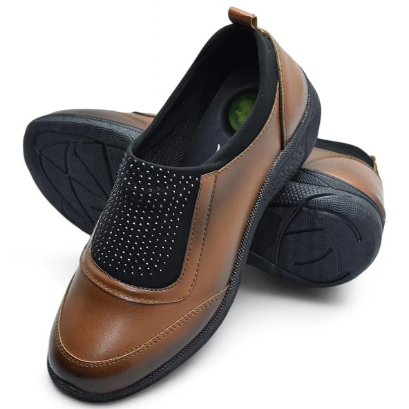 240P Taşlı Rahat Jelli Ortopedik Taban Günlük Kadın Ayakkabı Babet Casual Günlük Ayakkabı - 9