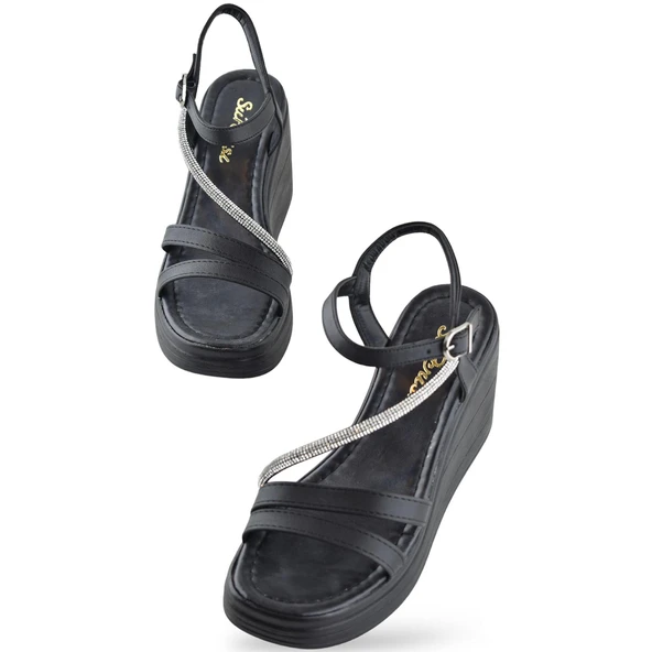 8626 Ortopedik Dolgu Taban Kadın Sandalet Günlük Düğünlük Nişan Kına Aykakabısı - 2