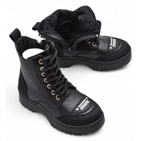 263 Ortopedik Bağcıklı Fermuarlı Kız Çocuk Bot Ayakkabı Kürklü Kız Çocuk Bot - 4