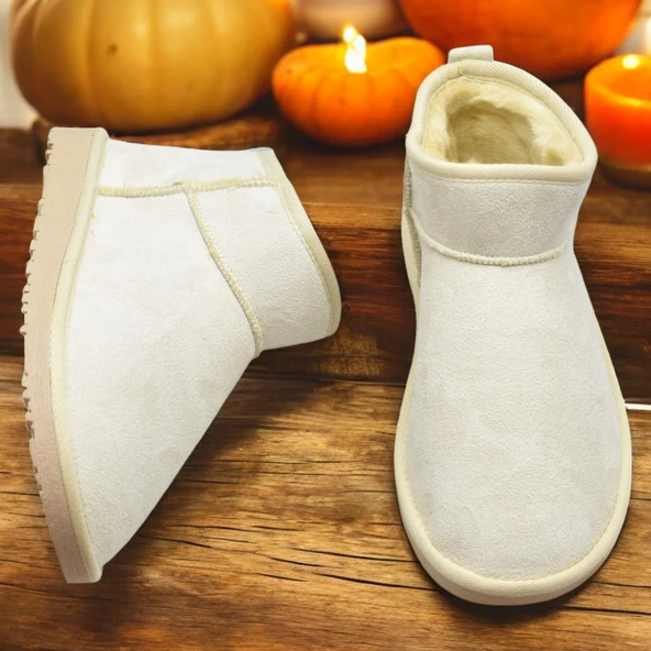 389 Günlük Kadın Bot Ayakkabı Kışlık Kürklü Sade Düz Kadın Bot - 11