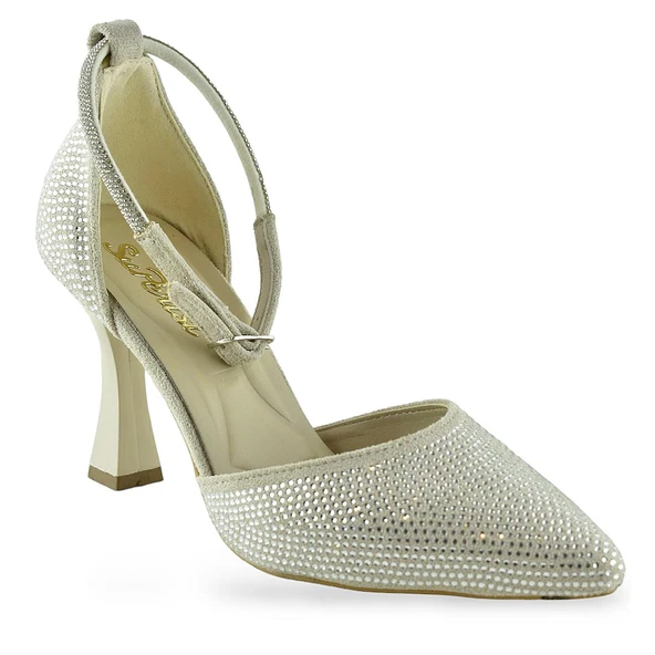 1089 Arkası Açık Kadın Topuklu Ayakkabı 8,5 cm Taşlı Abiye Düğün Nişan Kına Gecesi - 6
