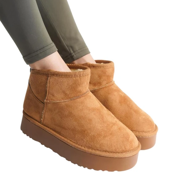 290A Günlük Kadın Bot Süet İçi Kürklü Yüksek Kalın Taban Kışlık Bot & Bootie Kalın Taban - 7