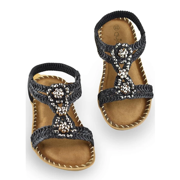 Yumuşak Alt Özel Ortopedik Taban Taşlı Kız Çocuk Sandalet 22Y152-19 - 2