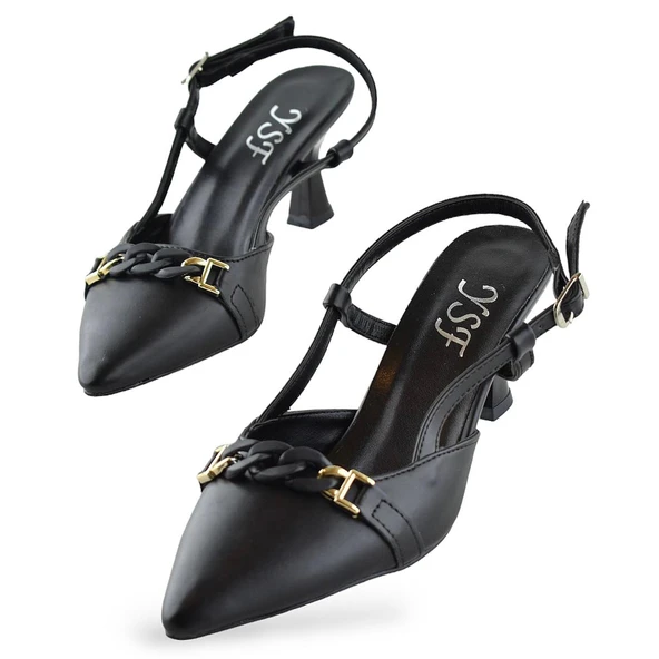 1026 Arkası Açık Kadın Topuklu Ayakkabı 5 cm Abiye Düğün Nişan Kına Gecesi