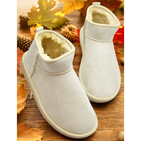 389 Günlük Kadın Bot Ayakkabı Kışlık Kürklü Sade Düz Kadın Bot - 9