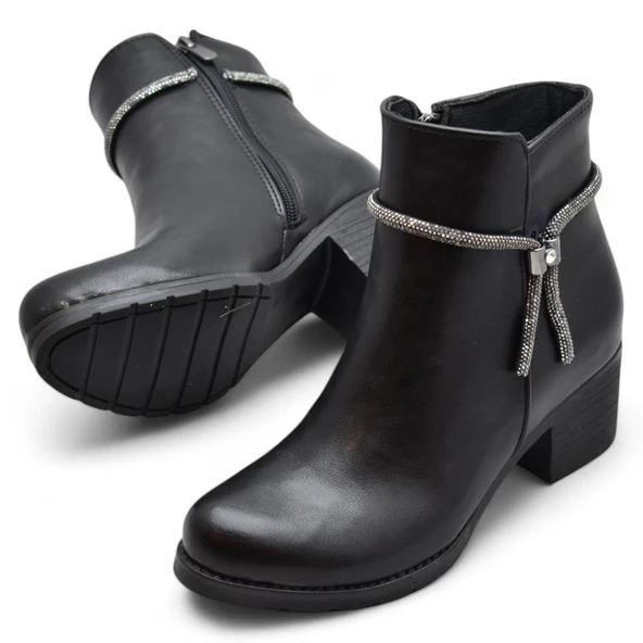 450HS Kısa Topuklu Kadın Bot Ayakkabı Klasik Ofis Gündelik Kadın Bot - 3