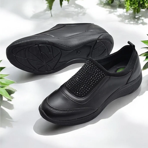 240P Taşlı Rahat Jelli Ortopedik Taban Günlük Kadın Ayakkabı Babet Casual Günlük Ayakkabı - 2