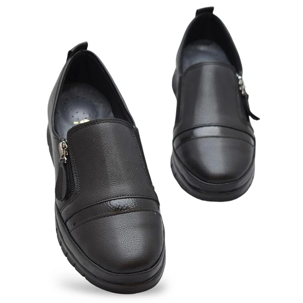 0243 Fermuarlı Rahat Ortopedik Taban Günlük Kadın Ayakkabı Babet Kadın Kışlık Ayakkabı