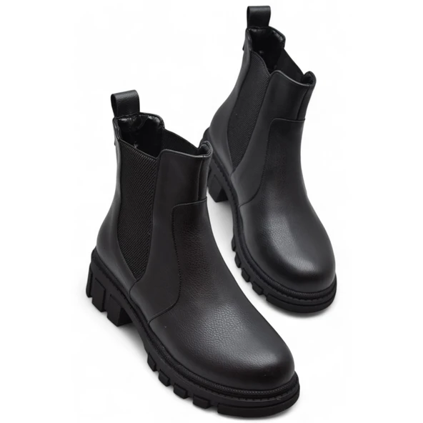 887 Günlük Lastikli Kadın Bot Ayakkabı Kışlık Bayan Bot Chelsea Model - 2