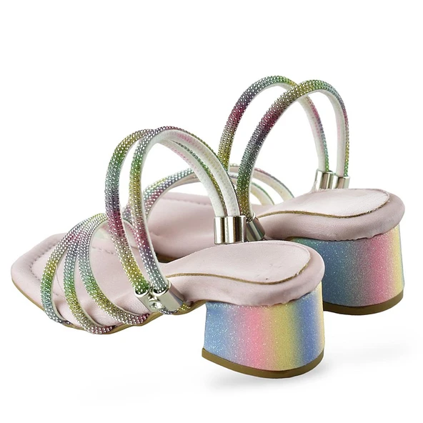 659 Abiye Kız Açık Çocuk Topuklu Ayakkabı Düğünlük Nişan Abiye Elbise Ayakkabısı - 4