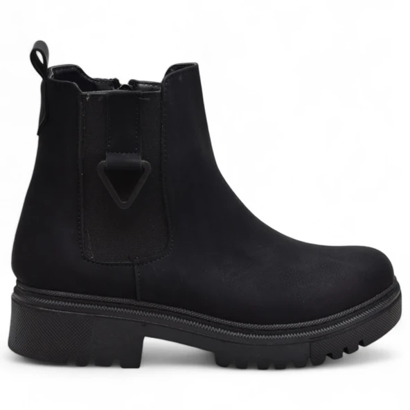 881 Lastikli Günlük Kadın Bot Ayakkabı Kışlık Kadın Bot Siyah Zümrüt - 4