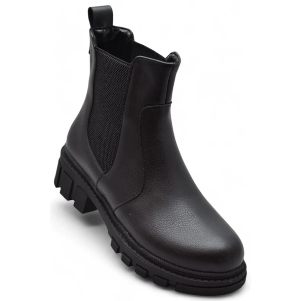 887 Günlük Lastikli Kadın Bot Ayakkabı Kışlık Bayan Bot Chelsea Model