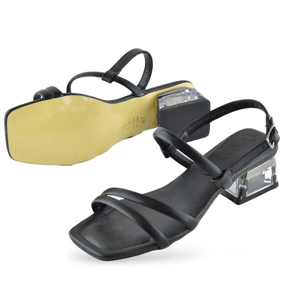 1095 Arkası Açık Kadın Topuklu Ayakkabı 5 cm Abiye Düğün Nişan Kına Gecesi - 3