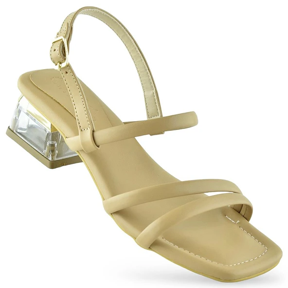 1095 Arkası Açık Kadın Topuklu Ayakkabı 5 cm Abiye Düğün Nişan Kına Gecesi - 7