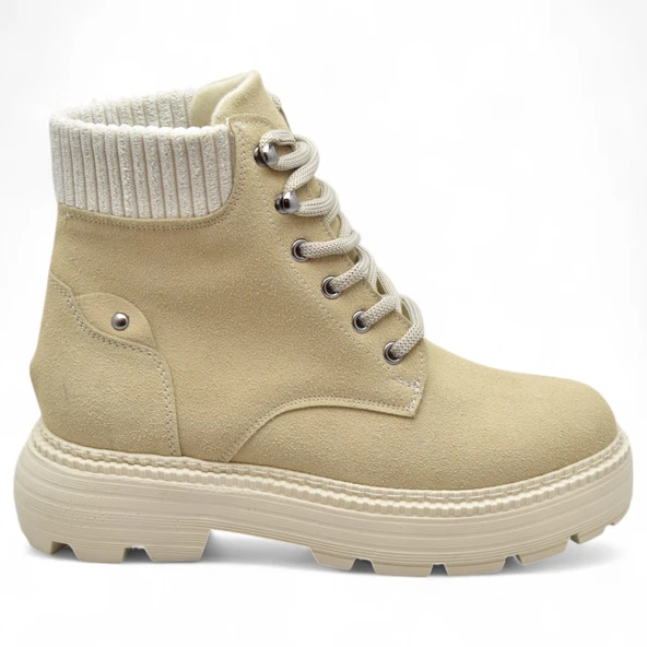 778 Günlük Bağcıklı Fermuarlı Kadın Bot Ayakkabı Kışlık Bayan Bot Nubuk Malzeme - 5