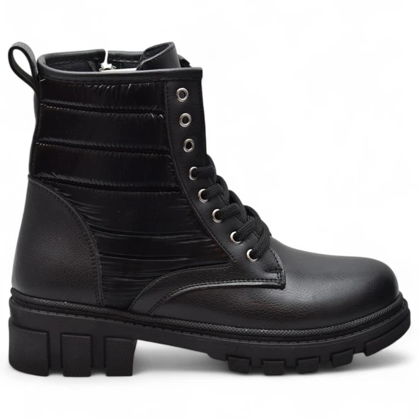 988 Günlük Bağcıklı Fermuarlı Siyah Kadın Bot Ayakkabı Kışlık Bayan Bot - 5