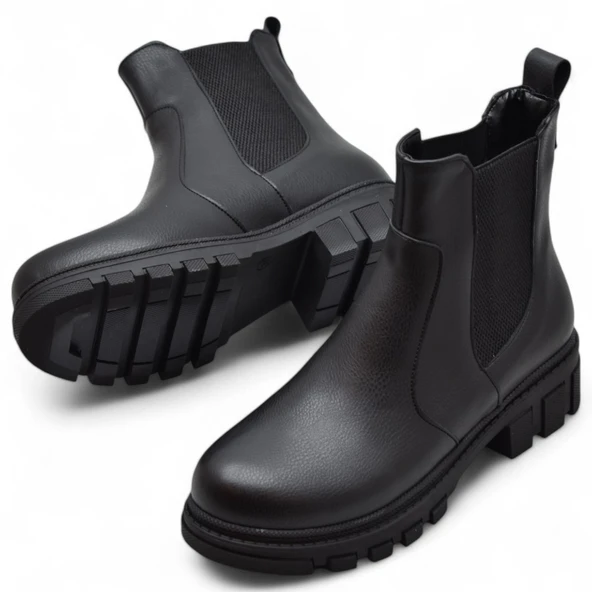 887 Günlük Lastikli Kadın Bot Ayakkabı Kışlık Bayan Bot Chelsea Model - 3