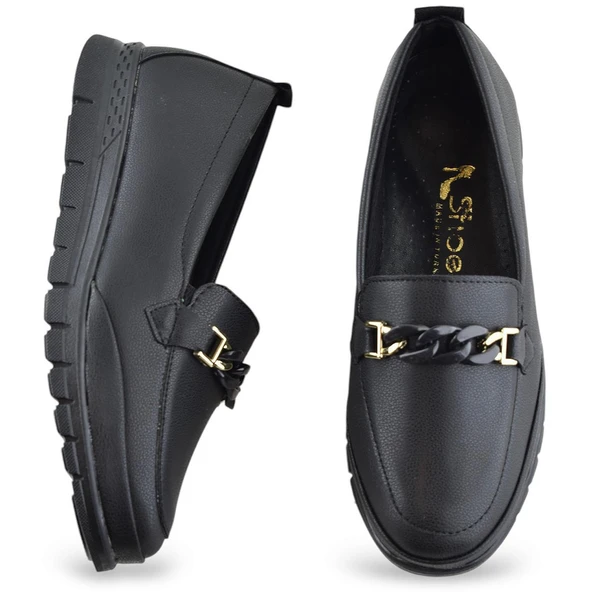 0244 Tokalı Rahat Ortopedik Taban Günlük Kadın Ayakkabı Babet Kadın Kışlık Ayakkabı - 3