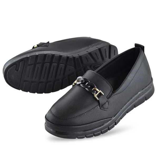 0244 Tokalı Rahat Ortopedik Taban Günlük Kadın Ayakkabı Babet Kadın Kışlık Ayakkabı