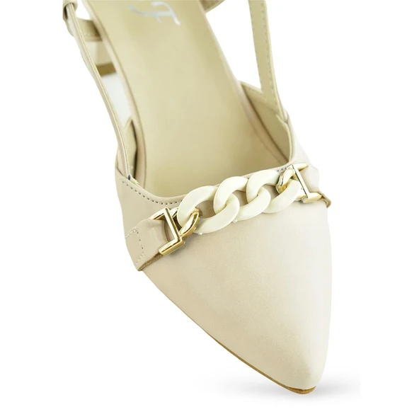 1026 Arkası Açık Kadın Topuklu Ayakkabı 5 cm Abiye Düğün Nişan Kına Gecesi - 7