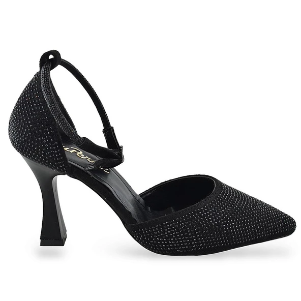 1089 Arkası Açık Kadın Topuklu Ayakkabı 8,5 cm Taşlı Abiye Düğün Nişan Kına Gecesi - 4